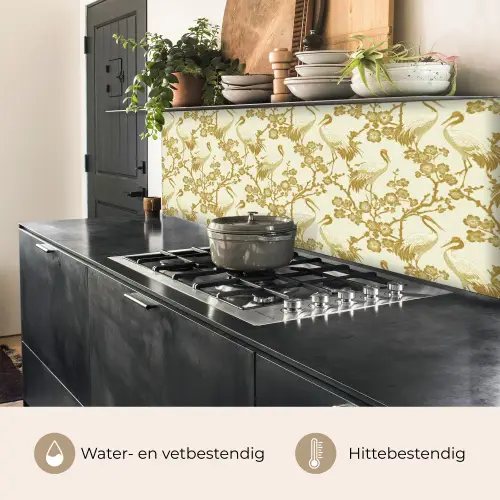 Kraanvogels - Kersenbloesem - Goud keuken achterwand 2 middel 871 -usp_NL