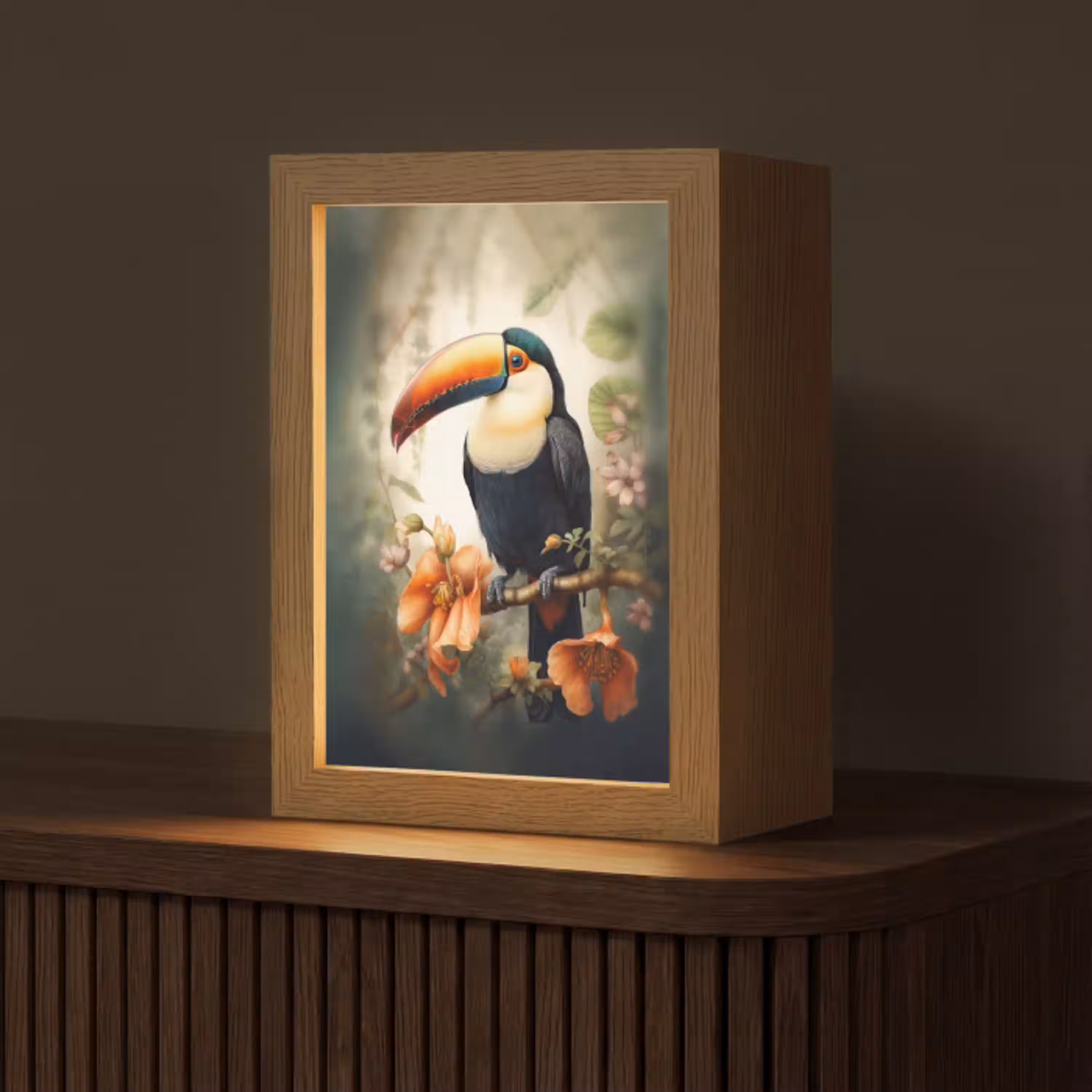 Toekan - Vogel - Bloemen - Planten Light Box met kabel (Tafellamp) klein -z3d_website