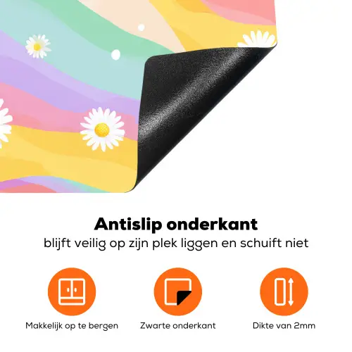 Madeliefjes - Kleurrijk - Pastel - Vrolijk Inductie beschermer vinyl 3mm klein -zzzzzzz-td-onderkant