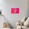 Hagedis - Bloemen - Roze - Kimono Tuinposter op houten frame 2 cm dik klein -sfeer1