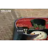 Klassiek - Kerstgroet - Sneeuwpop - Rood Placemat vinyl groot -closeup