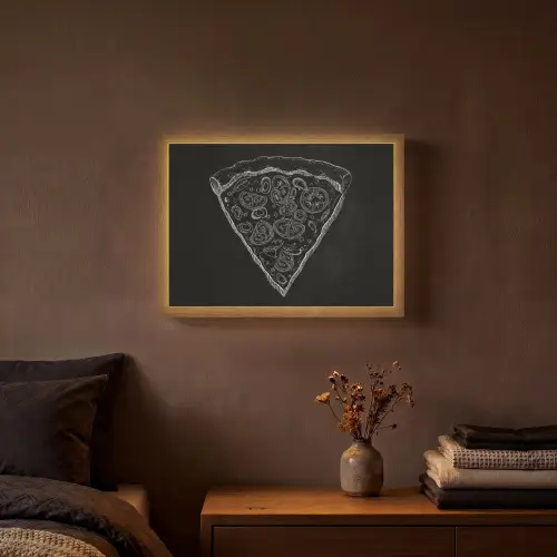 Pizzapunt - Toppings - Krijttekening Light Box met batterij (Wandlamp) middel -sfeer4