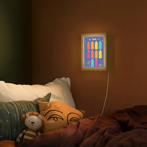 Tafels van vermenigvuldiging - Leren rekenen voor kinderen - Getallen oefenen - Ruimte Light Box met kabel (Wandlamp kind) klein -sfeer1_kind