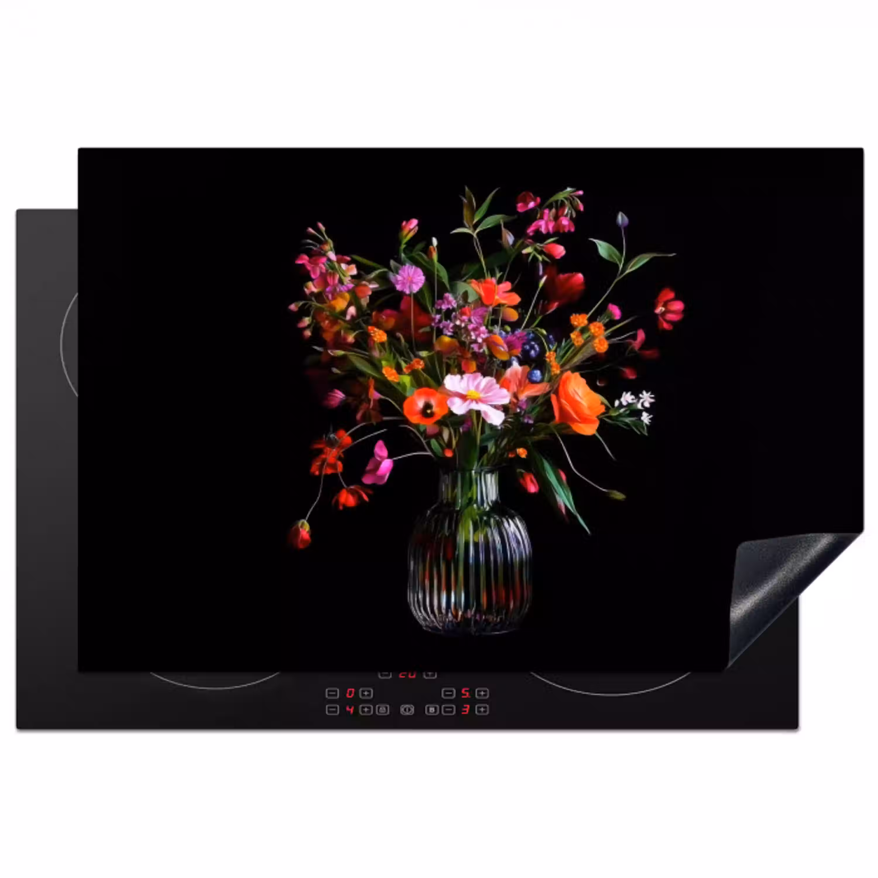 Boeket - Veldbloemen - Vaas Inductie beschermer vinyl 3mm klein -3d