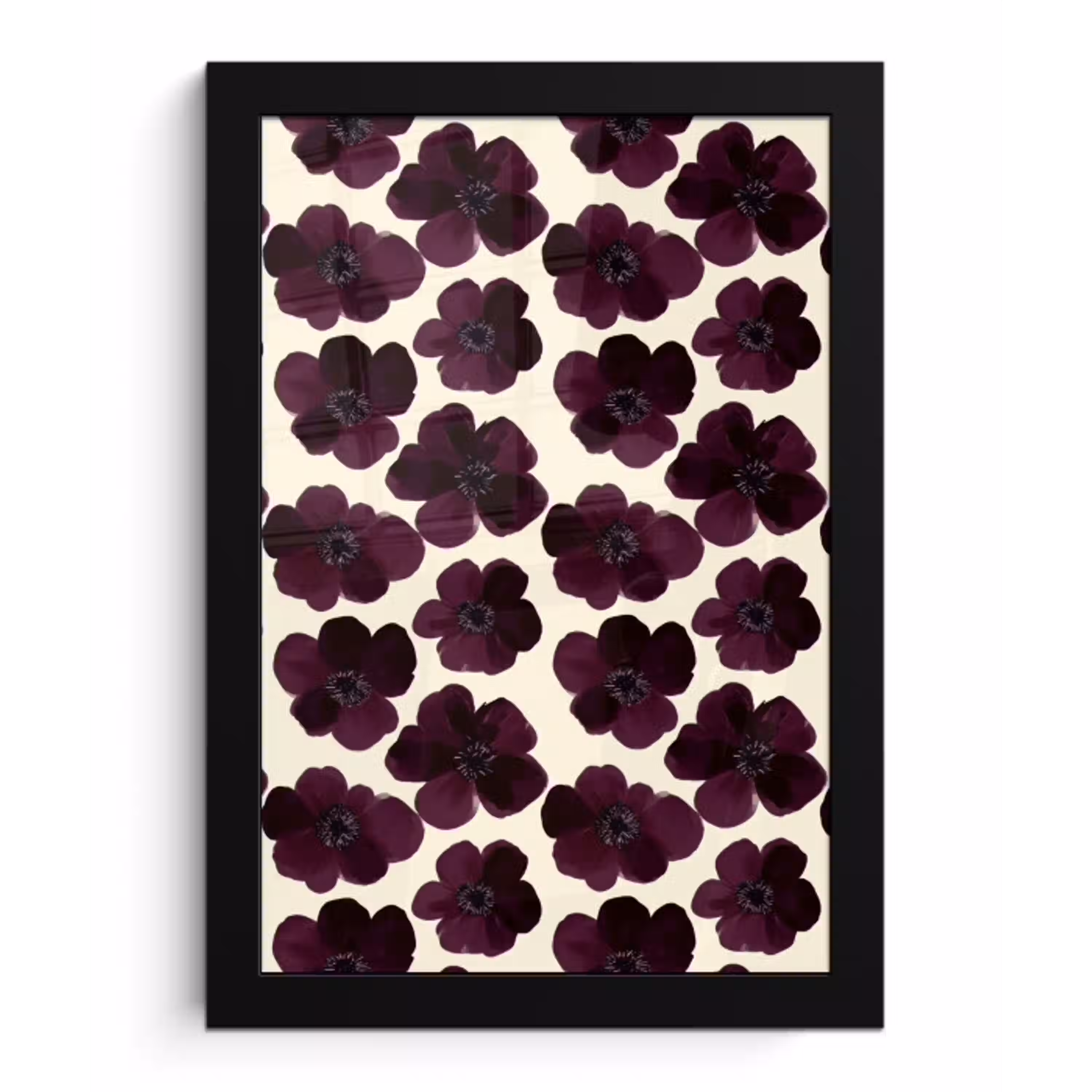 Bloemen - Aquarel - Paars fotolijst zwart zonder passe partout klein 224 -3d
