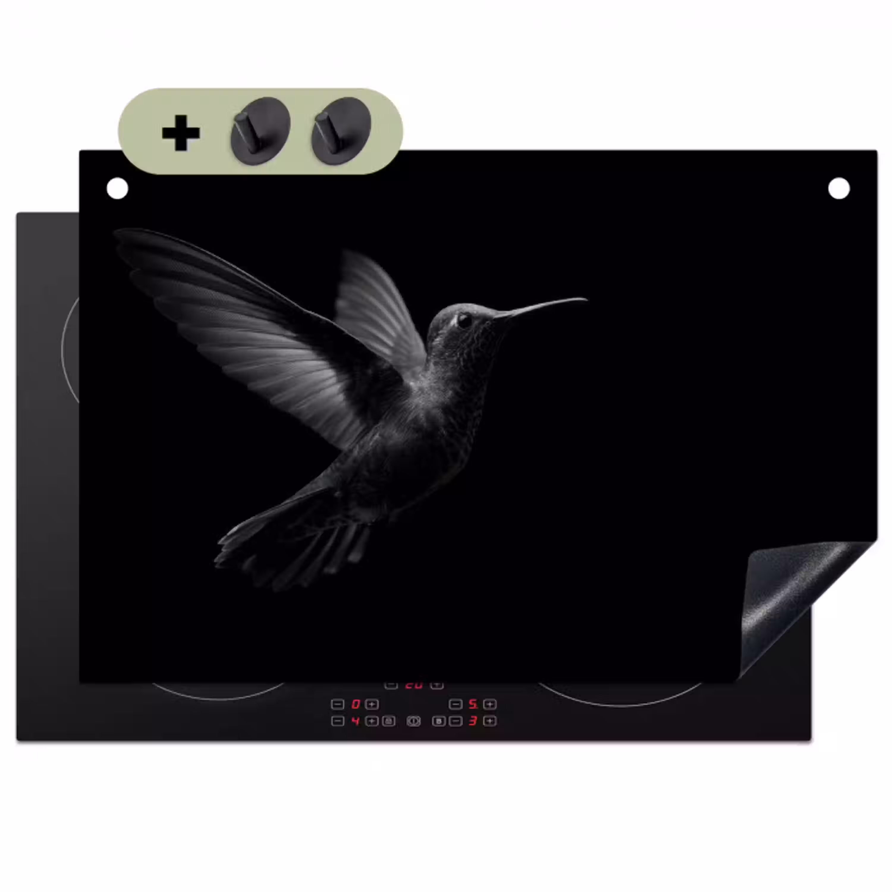 Kolibrie - Zwart - Dieren Inductie beschemer met haakjes klein -3d