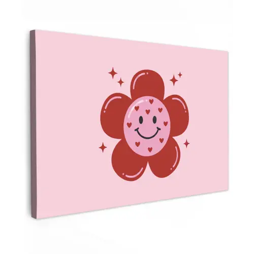 Bloem - Roze - Hartjes canvas 2cm klein -z3d