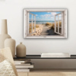 Raam - Zee - Kust - Natuur - Doorkijk - Strand - Waddenzee canvas 2cm klein -sfeer6