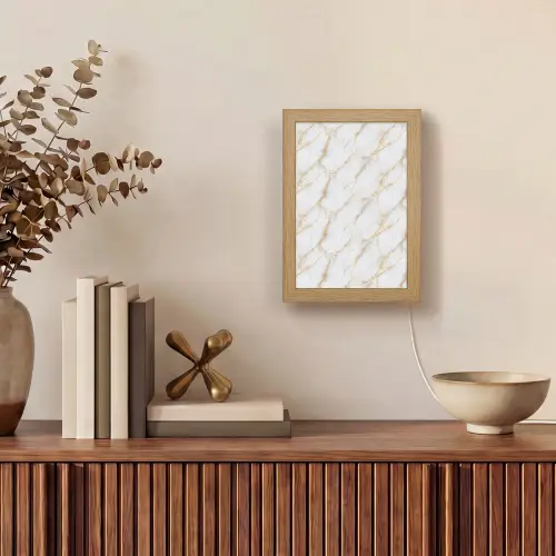 Wit - Goud - Marmer - Aders Light Box met kabel (Tafellamp) klein 925 -sfeer2