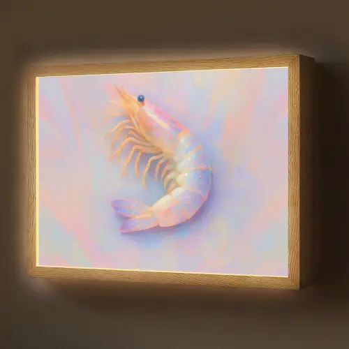 Garnaal - Subtiele structuur - Blauw - Roze Light Box met batterij (Wandlamp) middel -z3d_website