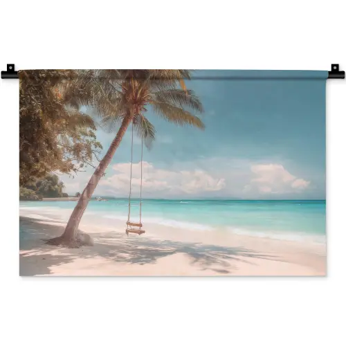 Palmboom - Schommel - Strand - Lucht Wandkleed katoen klein -zz3d