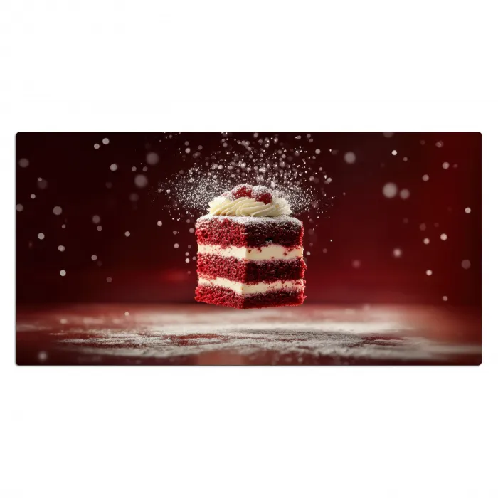 Rode - Velvet - Taart - Eten Muismat XXL klein -3d_leeg