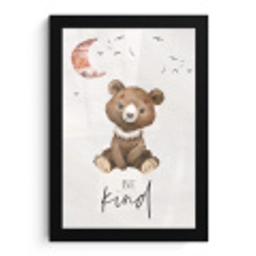 Spreuken - Be kind - Kinderen - Teddybeer - Waterverf fotolijst zwart zonder passe partout klein -3d