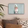 Kerstgnome - Cadeau - Groen canvas 2cm klein -sfeer1