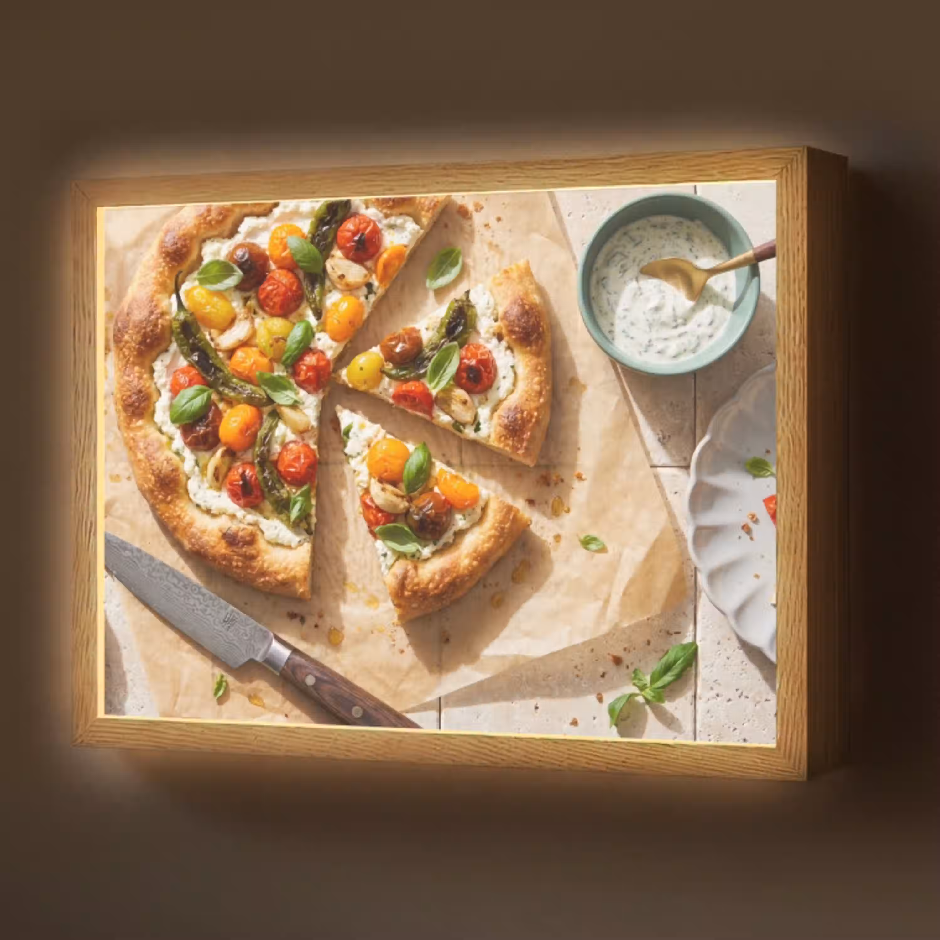Eten - Tomaten - Basilicum - Maaltijd - Vers Light Box met batterij (Wandlamp) middel -z3d_website