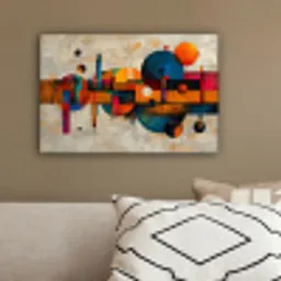Vintage - Moderne kunst - Oranje - Geometrische vormen canvas 2cm klein -sfeer3