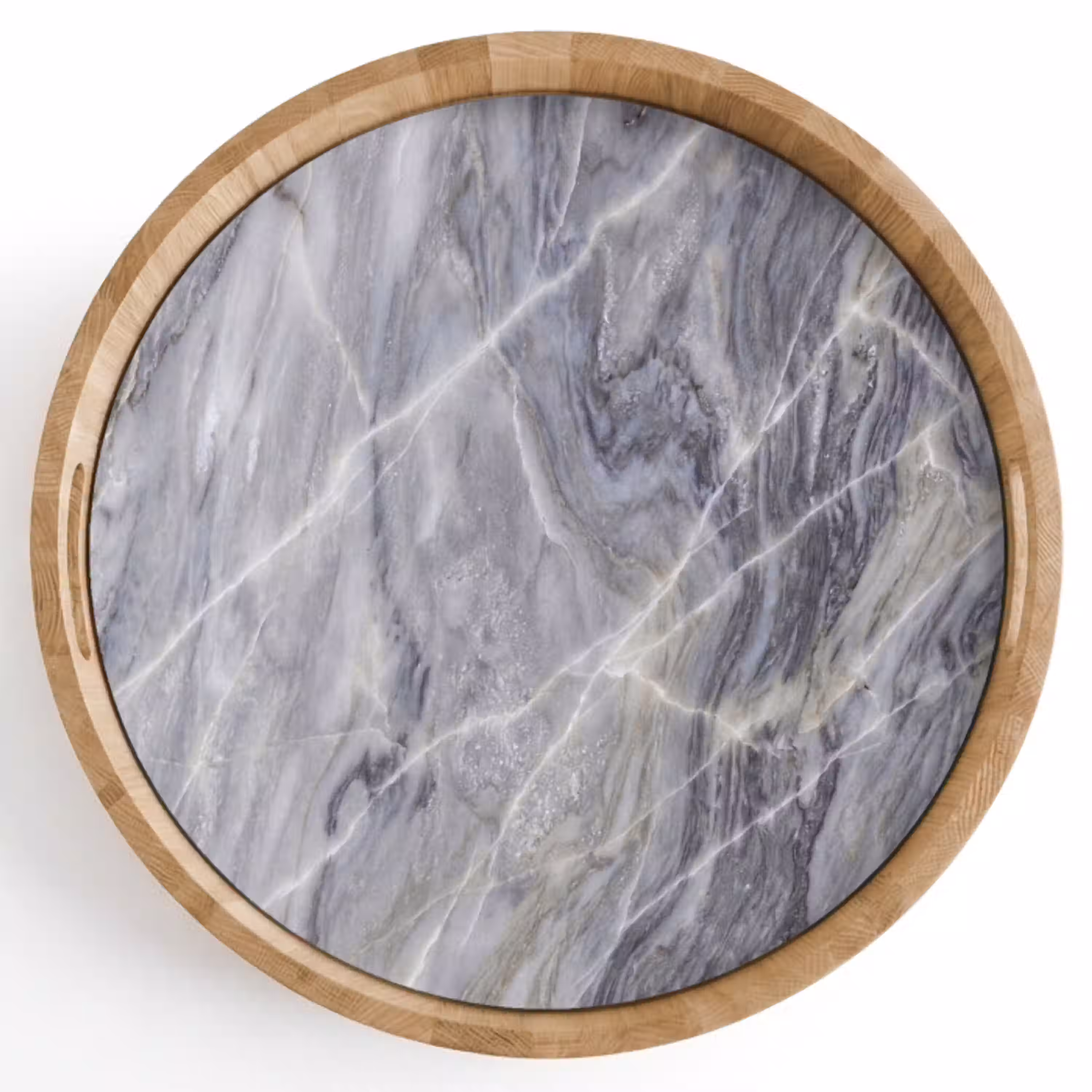 Marmer - Ader - Patroon - Abstract - Grijs Dienblad Rond middel -z3d_shopping