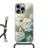 Lieveheersbeestje - Bloemen - Wit Hoesje iPhone 16 Pro Max met koord klein -3d