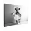 WC - Toilet - Krant - Schotse Hooglander - Zwart Wit canvas 2cm klein -z3d