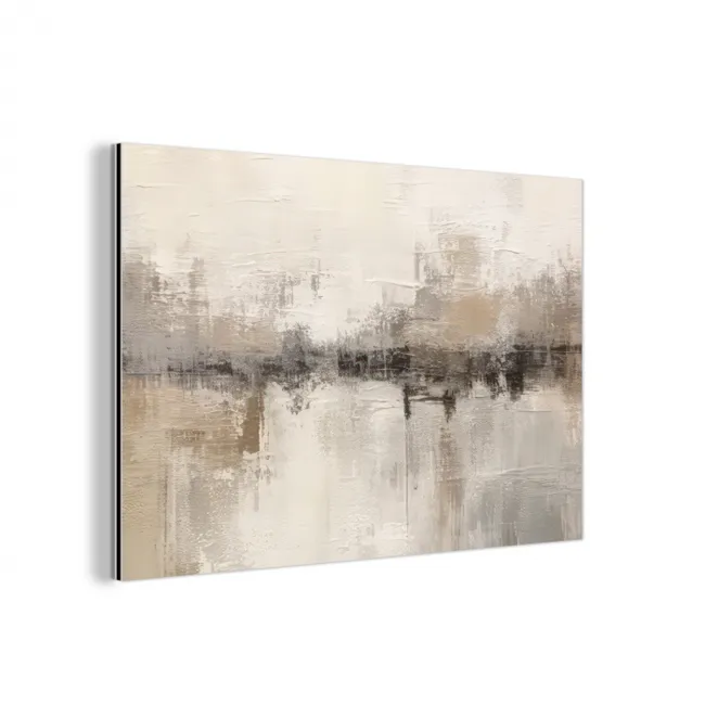 Moderne kunst - Abstract - Beige aluminium wit klein -3d