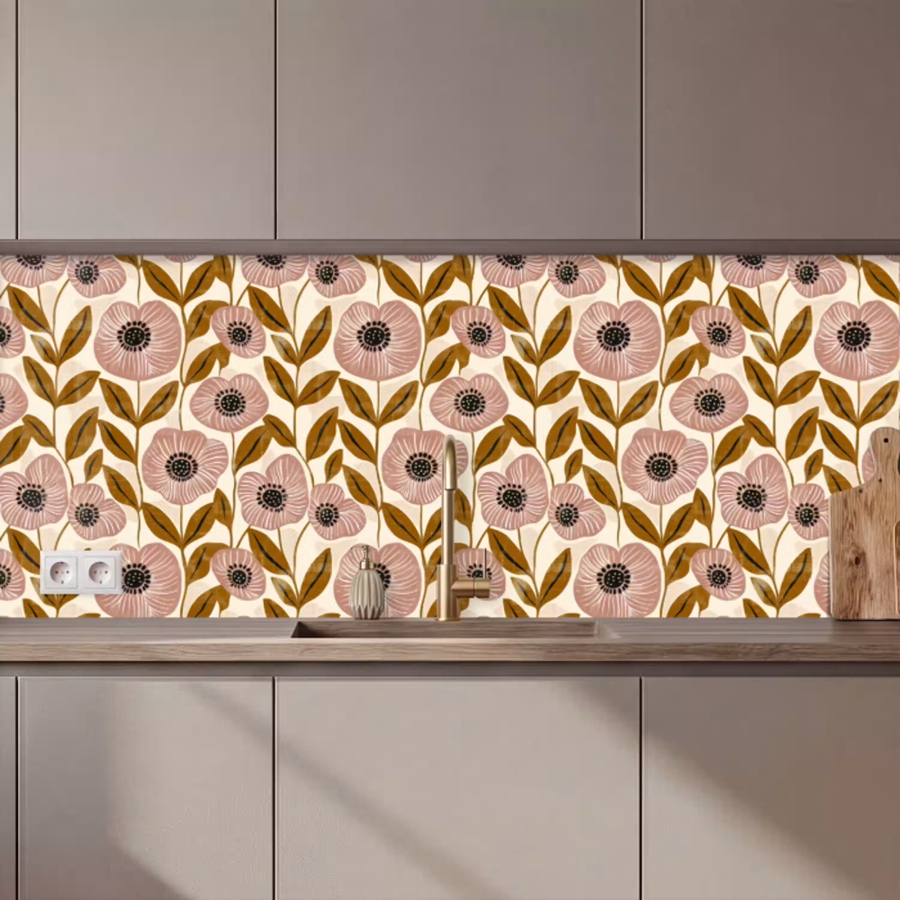 Dustyroze - Bloemen - Grafisch - Patroon keuken achterwand 2 middel 871 zz_3dshopping