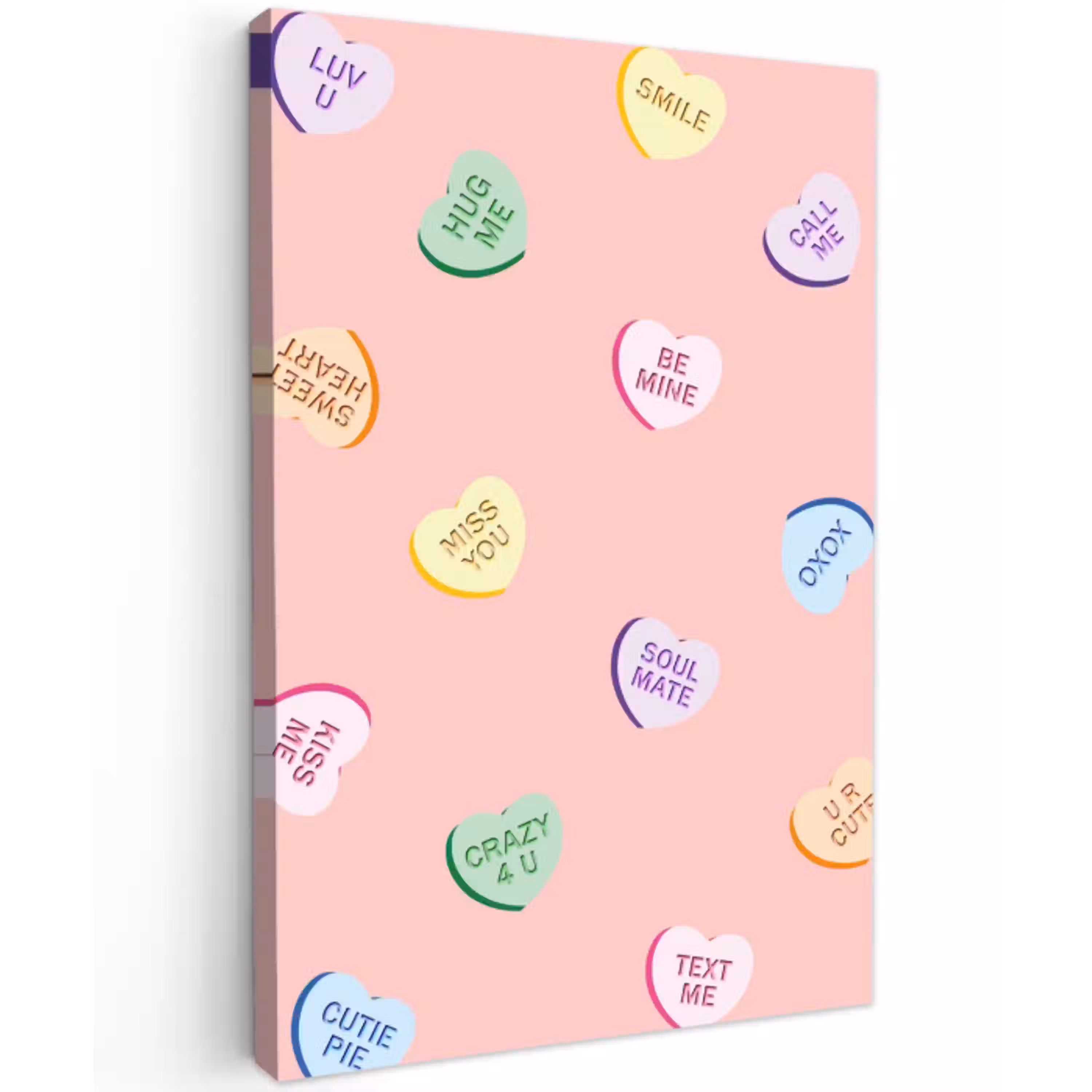 Hart - Snoep - Pastel - Tekst Tuinposter op houten frame 2 cm dik middel -3d