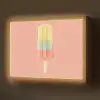 Waterijsje - Pasteltinten - Minimalistisch Light Box met batterij (Wandlamp) middel -z3d_website