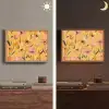 Bloemen - Geschilderd - Geel Light Box met batterij (Wandlamp) middel -sfeer3