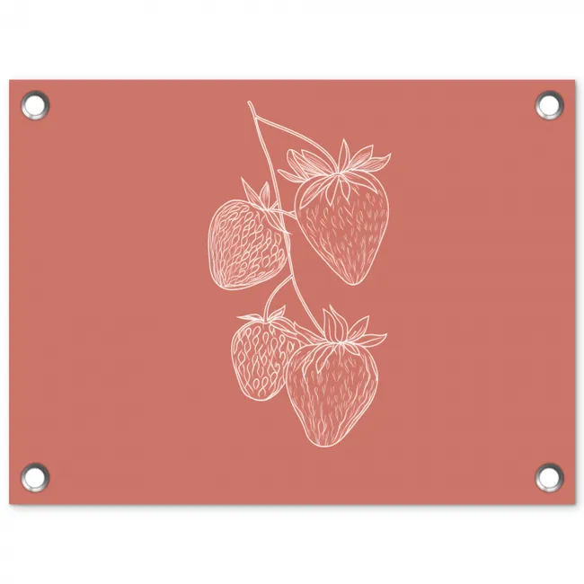 Minimalistisch - Illustratie - Aardbei - Tak tuinposter los doek klein -3d
