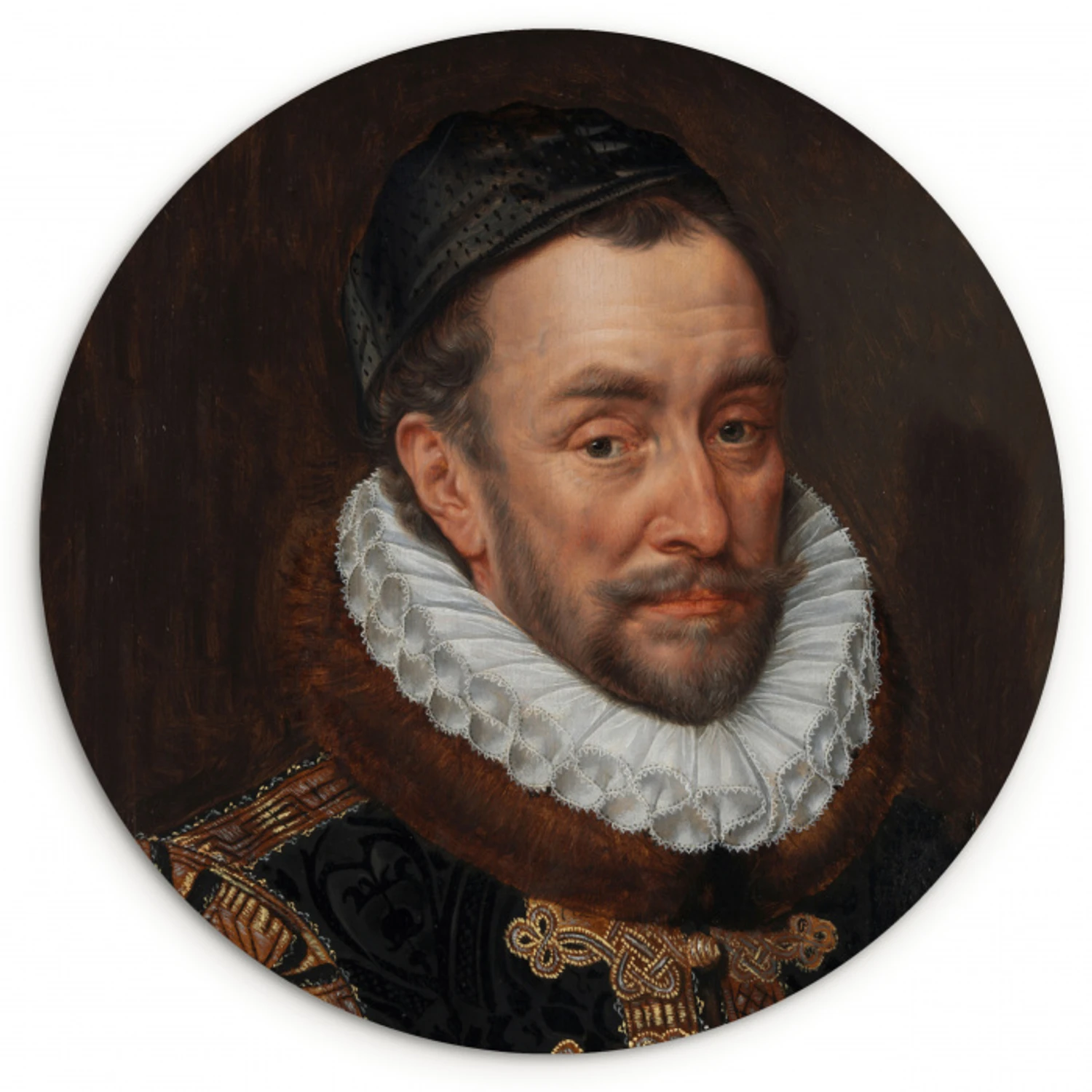 Willem van Oranje - Schilderij van Adriaen Thomasz. Wandcirkel kunststof plaat 5mm dik klein -3d