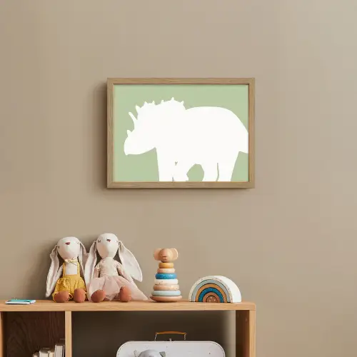 Dino - Triceratops - Dinosaurus - Groen Light Box met batterij (Wandlamp kind) middel -sfeer2_kind