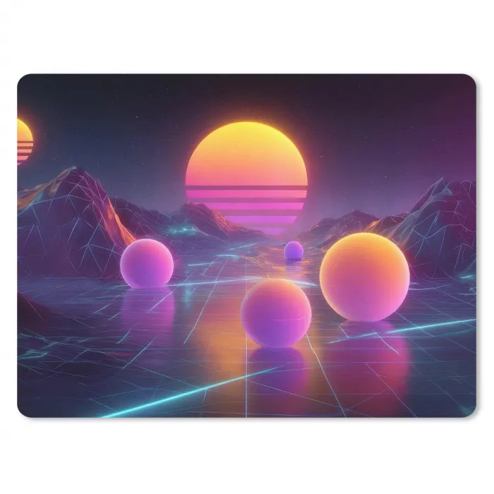Landschap - Bergen - Bollen - Licht muismat rubber klein -3d