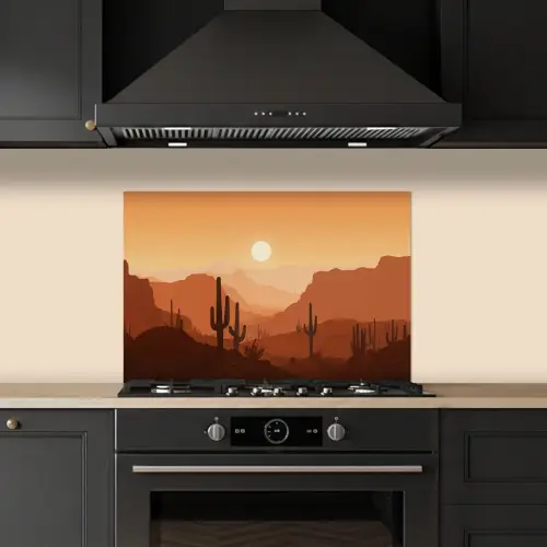 Landschap - Woestijn - Cactussen - Zon keuken achterwand spatscherm klein -sfeer1