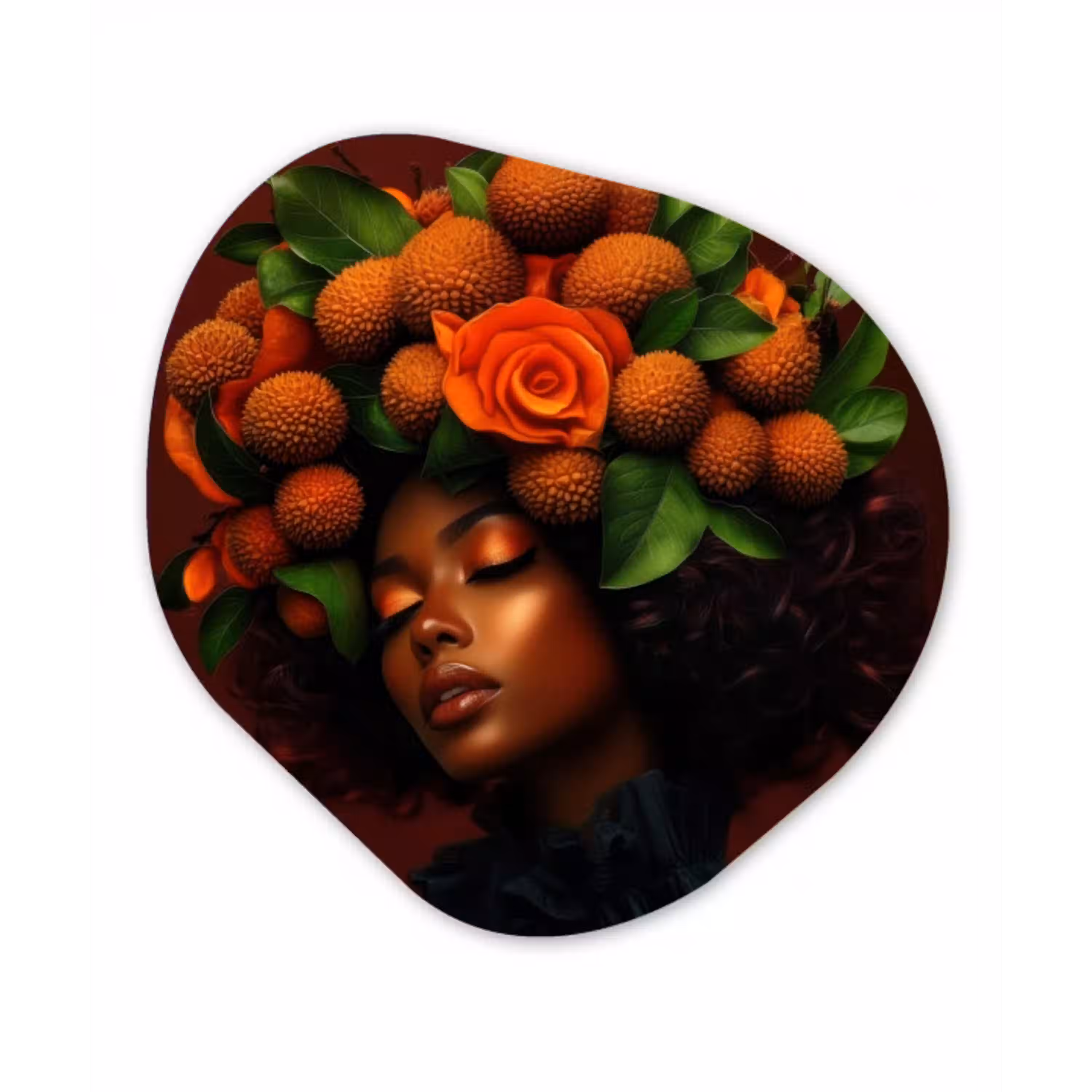 Vrouw - lychee - exotisch Wandcirkel Organisch Plexiglas middel -3d