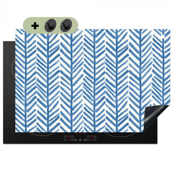 Patroon - Streep - Blauw Inductie beschemer met haakjes klein 777 -3d