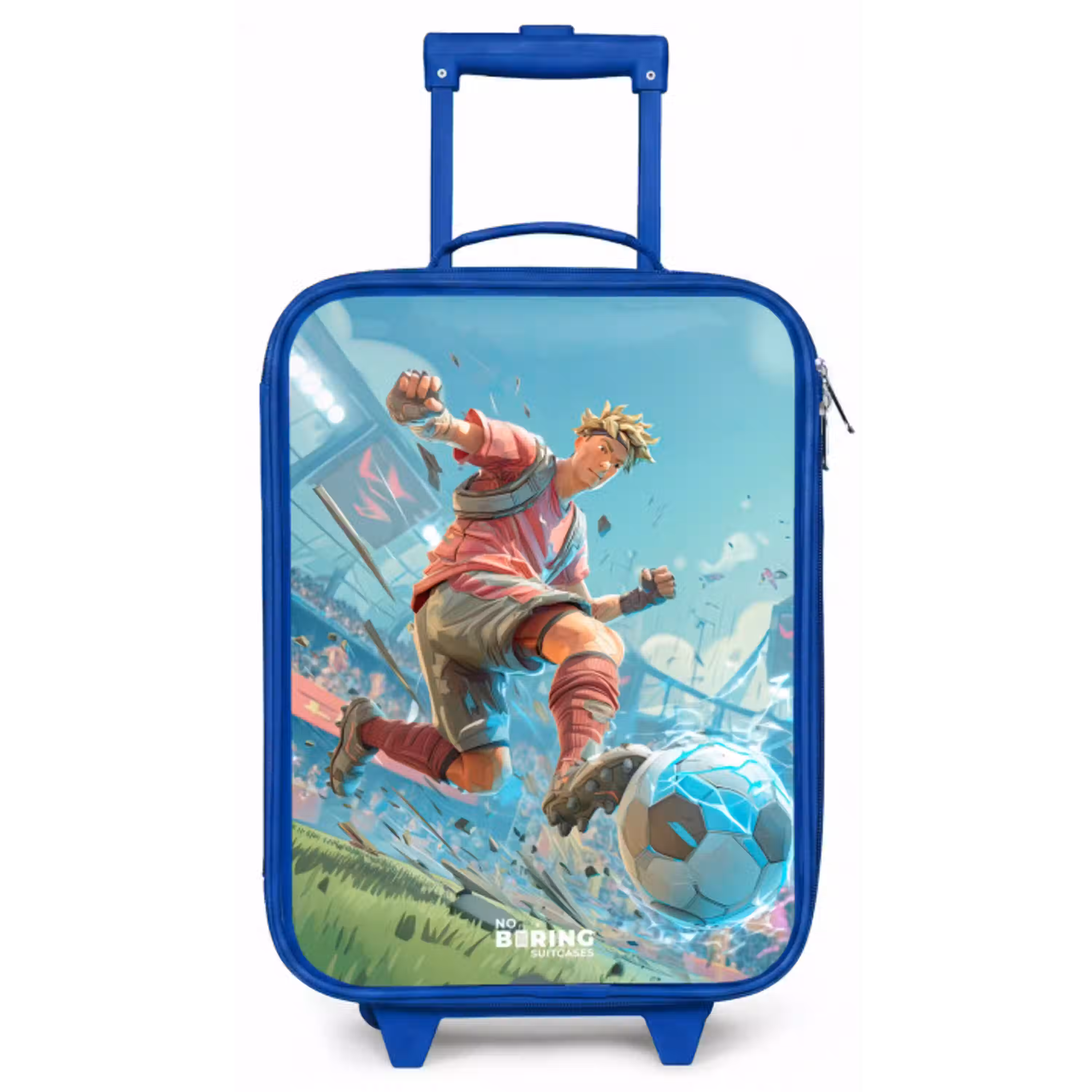 Voetbal - Jongen - Stadion - Elektrisch Kinderkoffer - Blauw klein -zz3dotto