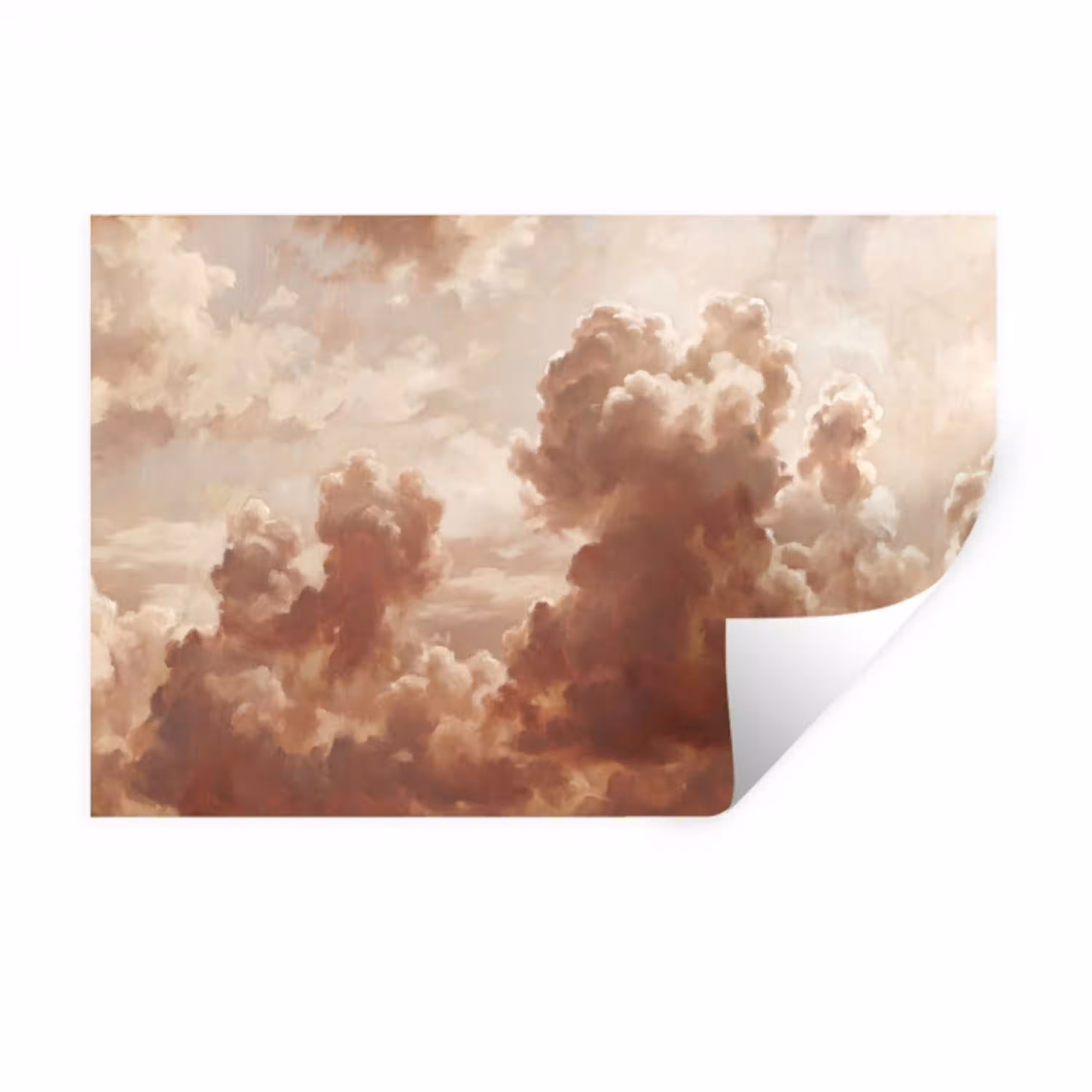 Wolken - Lucht - Natuur - Modern - Bruin Muursticker klein -3d