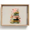 Boeken - Stapel - Bloemen - Kleurrijk Dienblad Rechthoek middel -z3d_shopping