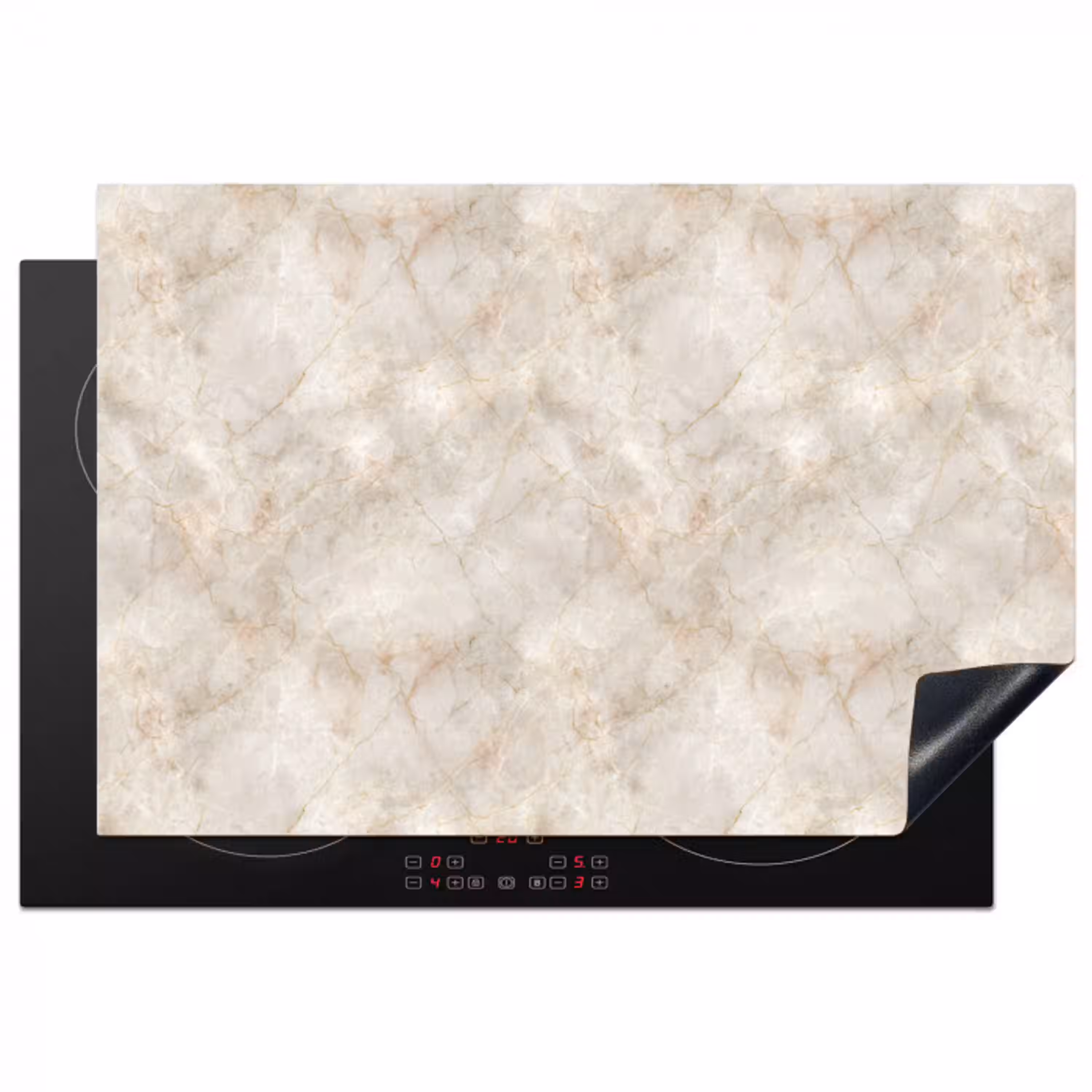 Lichtbeige - Goudbruine Nerven - Marmer Inductie beschermer vinyl 3mm klein 276 -3d