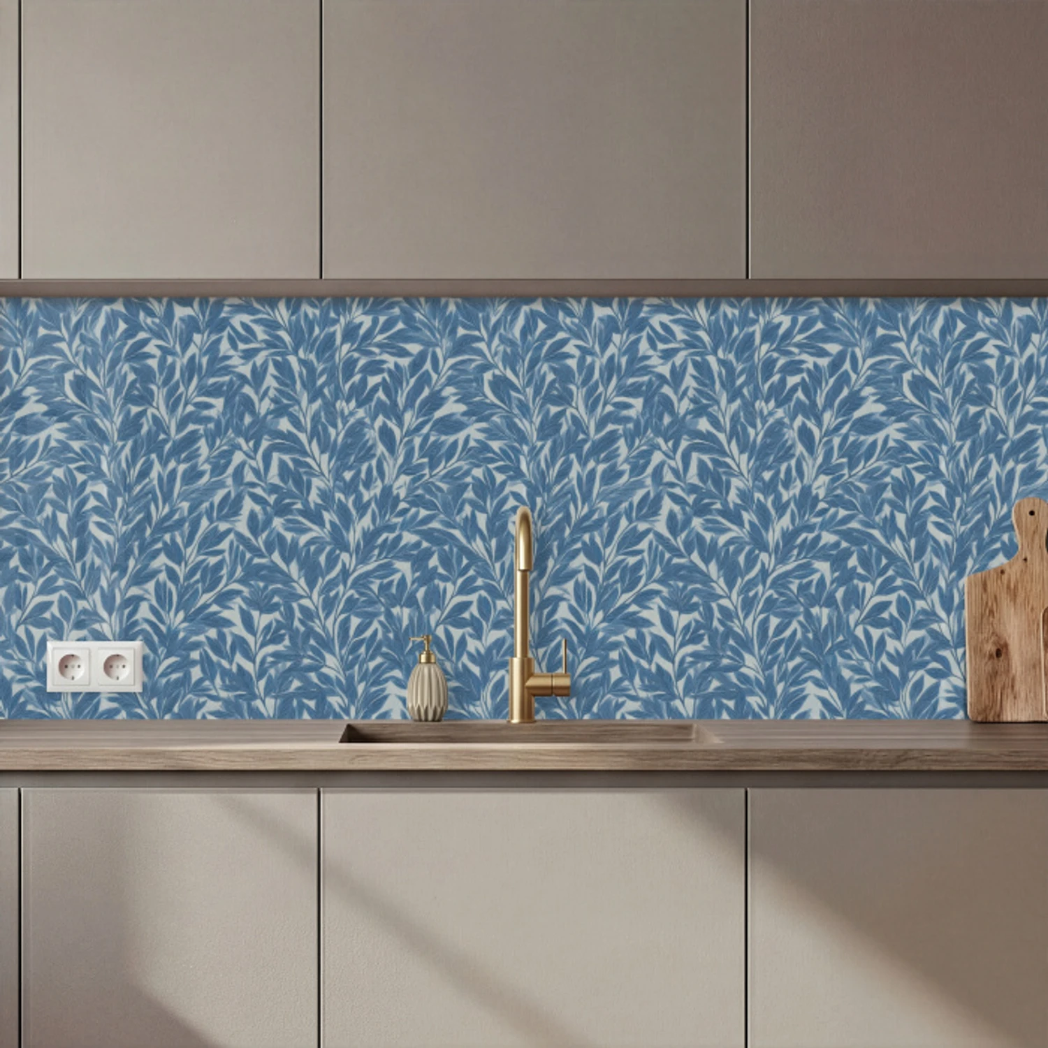 Bladeren - Klassiek - Patroon - Donkerblauw - Vintage keuken achterwand 2 middel 871 zz_3dshopping