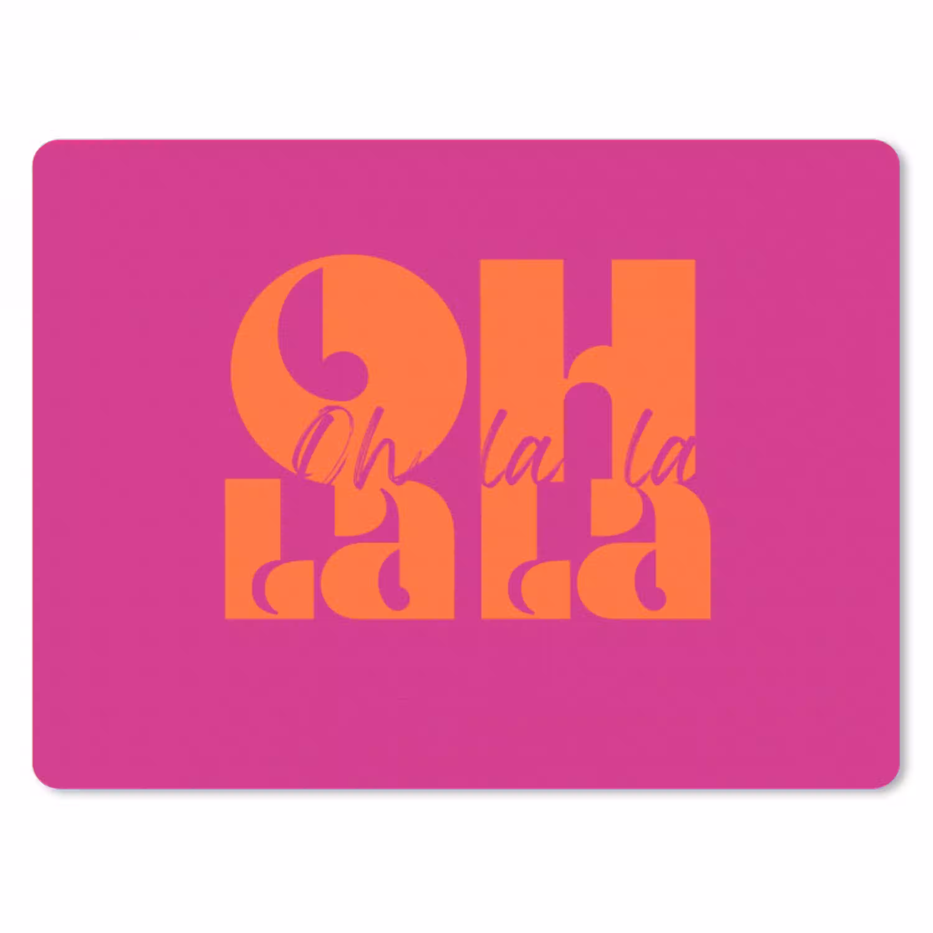 Oh la la - Roze - Oranje - Gestapelde letters muismat rubber klein -3d