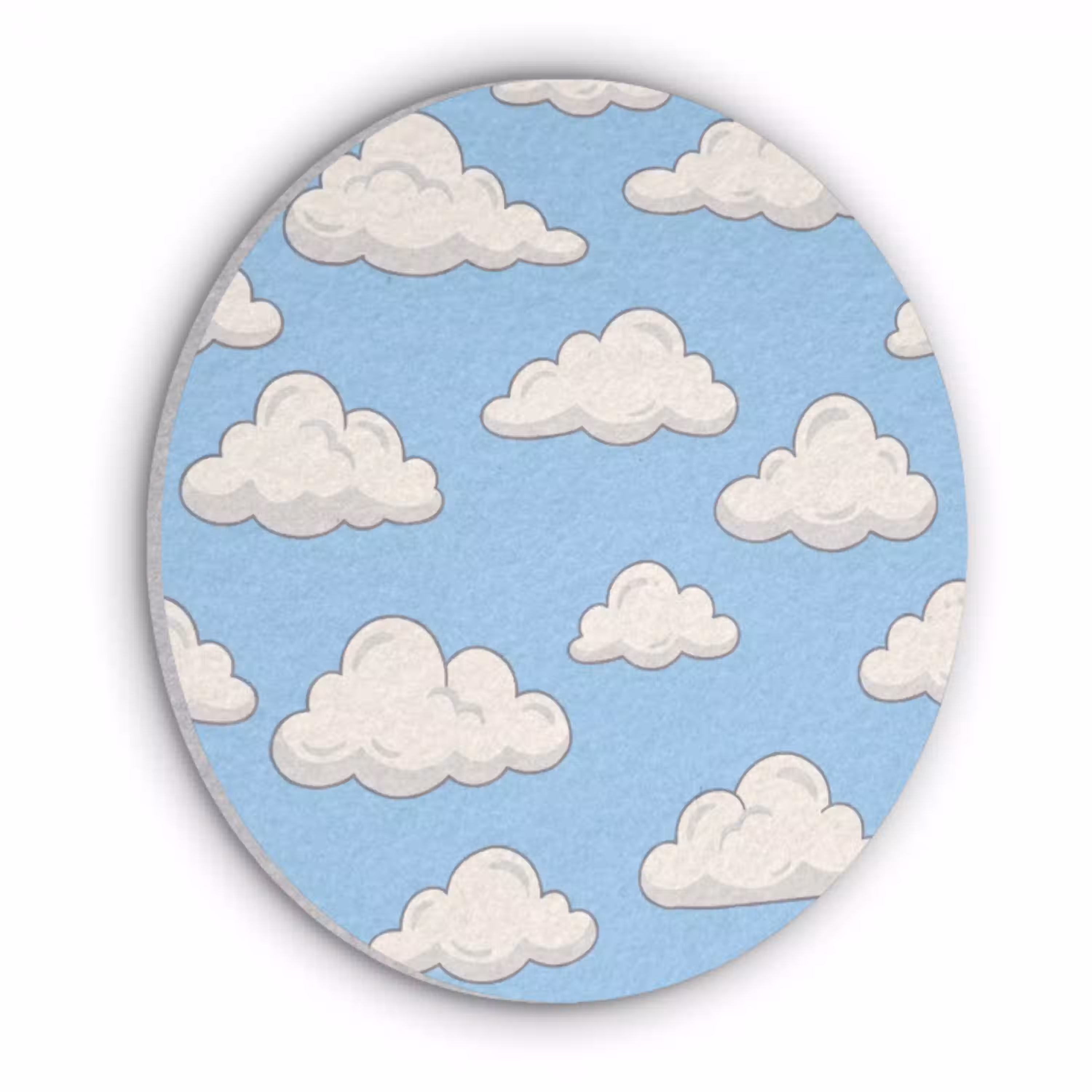Wolk - Cartoon - Lucht - Blauw - Wit Akoestische PET Vilt - Rond klein -3d