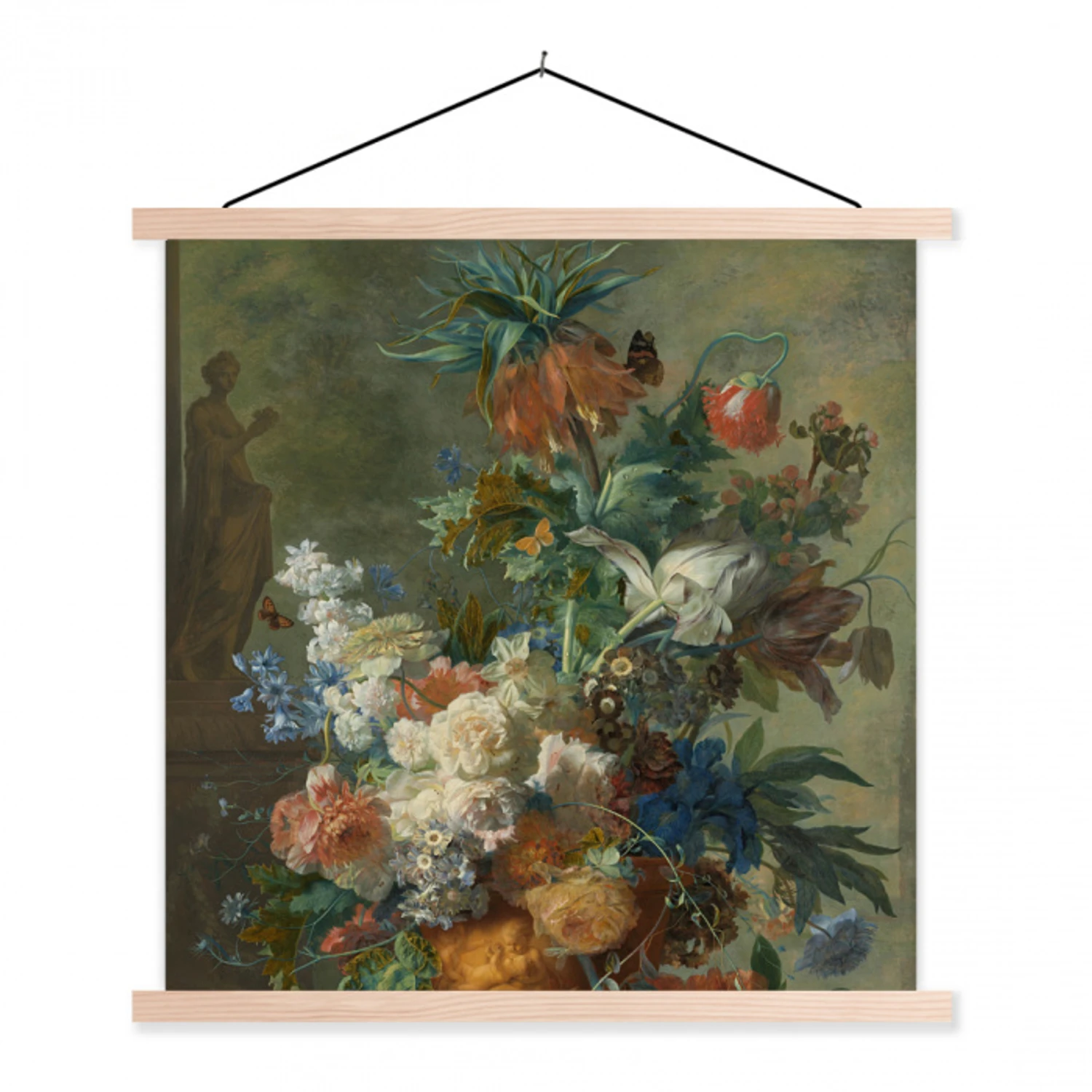 Stilleven met bloemen - Schilderij van Jan van Huysum textielposter latten blank klein -3d