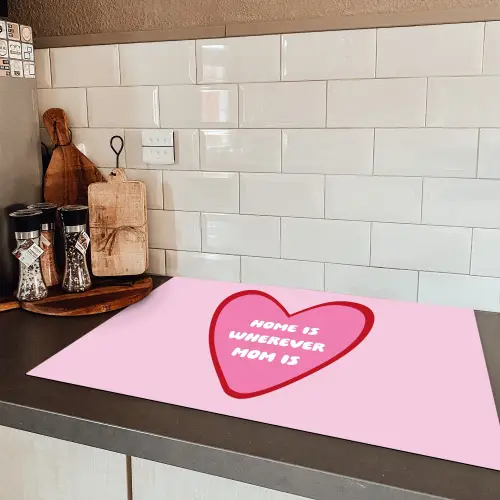 Quote - Moeder - Roze Inductie beschermer vinyl 3mm klein -sfeer3