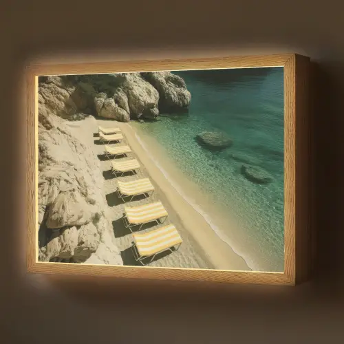Strandbedden - Zee - Stenen - Baai Light Box met batterij (Wandlamp) middel -z3d_website