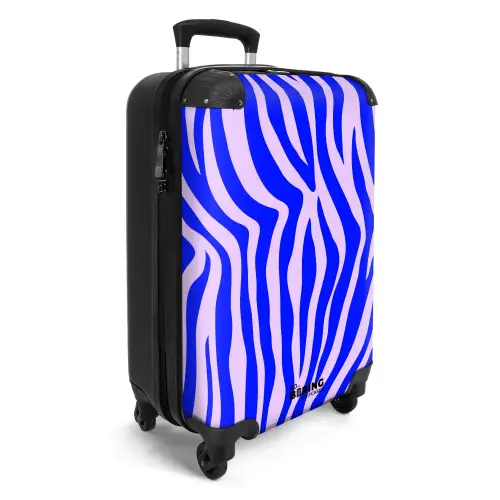 Zebrapatroon blauw en lila NBS - Handbagage koffer - Kinderen Unisex middel -productfoto_3d