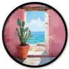 Zee - Roze - Cactus Fotolijst rond zonder passe partout klein -3d