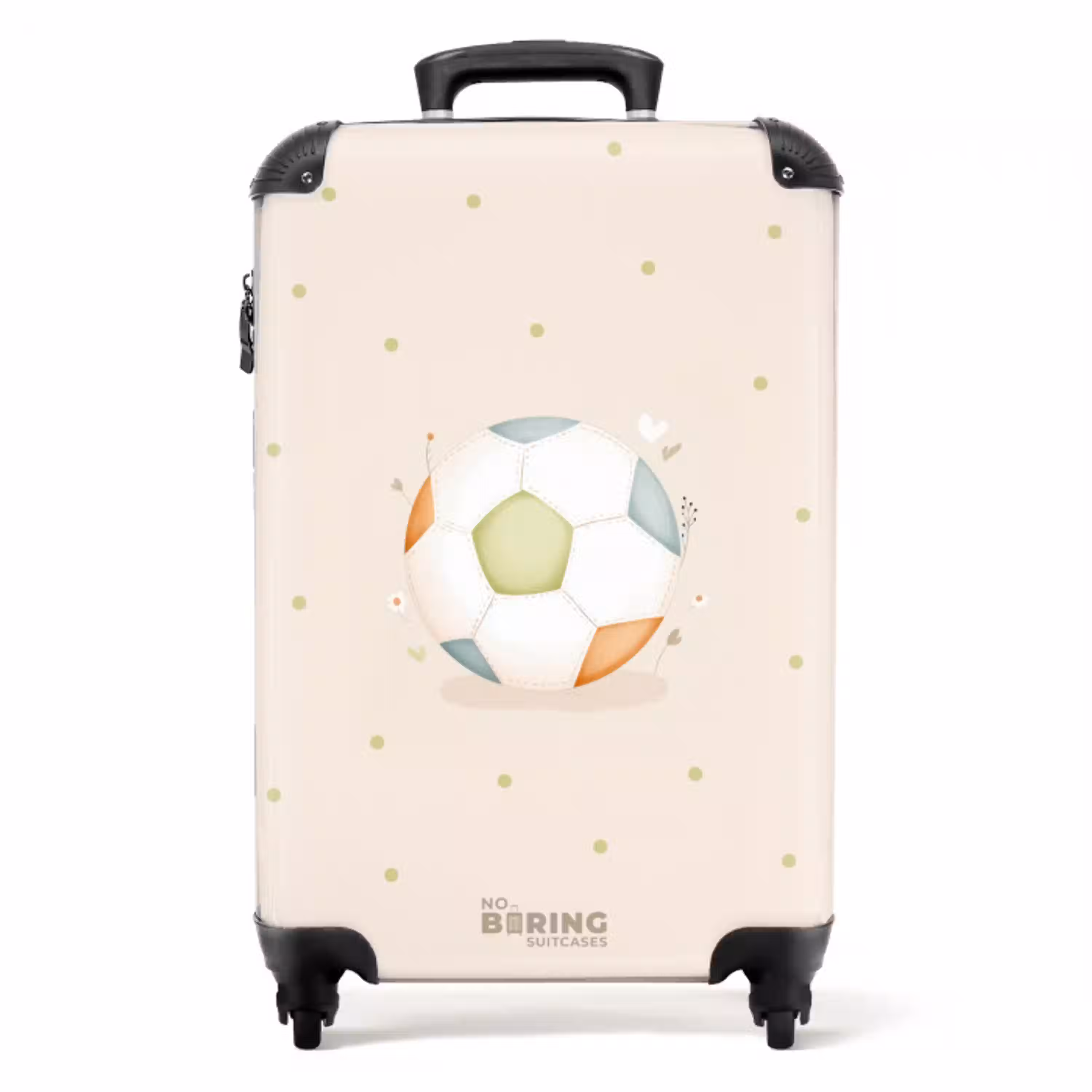 Voetbal in beige pastel kleuren NBS - Handbagage koffer - Volwassenen Unisex middel -productfoto_recht