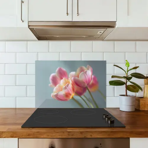 Tulpen - Roze - Stelen keuken achterwand spatscherm klein -sfeer2