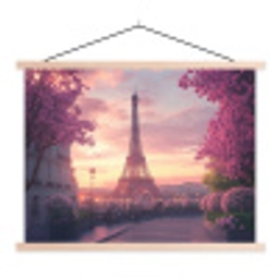 Eiffeltoren - Parijs - Roze textielposter latten blank klein -3d